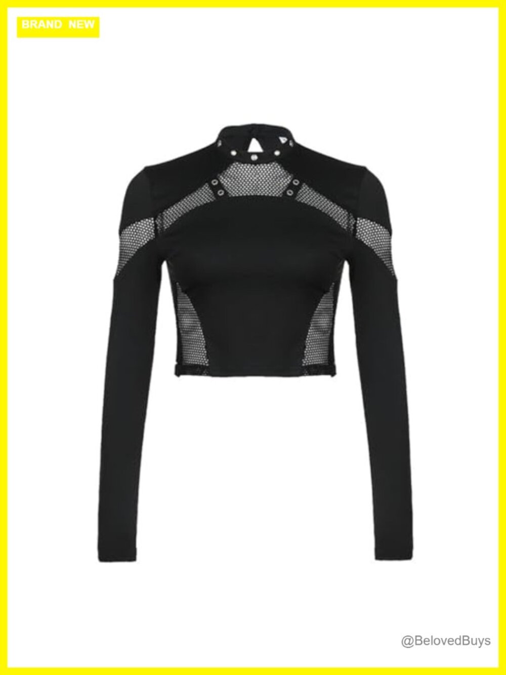 Gothic Crop Top Long Sleeve Crew Neck T Shirt Punk Rock Streetwear